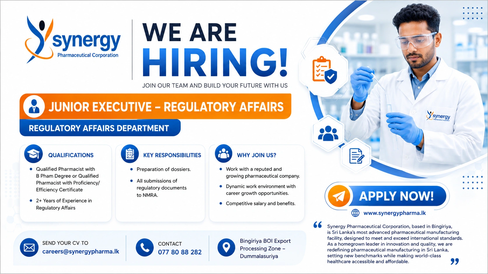 Qualified Pharmacist with B.Pharm Degree or Proficiency/Efficiency Certificate