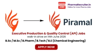 B.Sc / M.Sc / B.Pharm / B.Tech / B.E (Chemical Engineering)