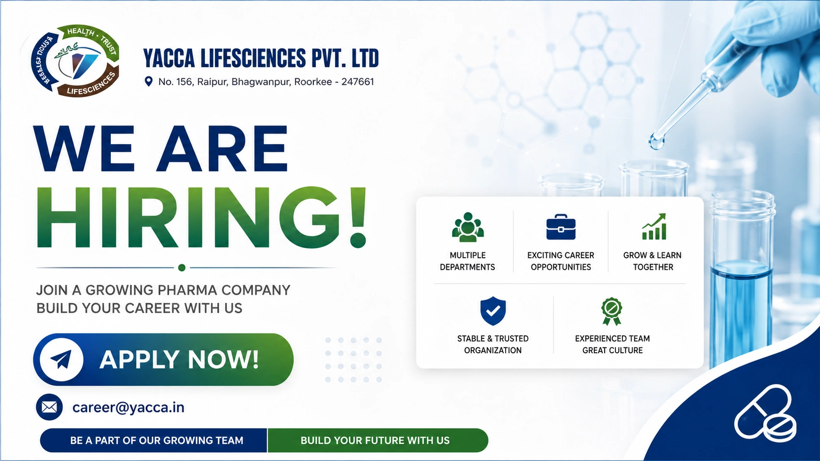 YACCA Lifesciences Hiring 2026: Multiple Openings in Production, QC, QA, Maintenance & Warehouse Departments