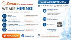 Zenara (A Biophore Company) Walk-In Interview for Quality Control, Quality Assurance, Production & Engineering Roles on 06 June 2026 (Saturday)