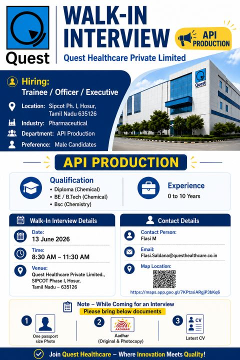 Quest Healthcare Walk-in Interview on 13th June 2026