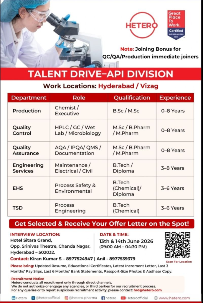 pharma jobs, walk-in interviews, QA jobs, QC jobs, or production jobs