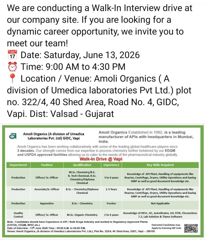  pharma jobs, walk-in interview opportunities, QA jobs, QC jobs, or production jobs