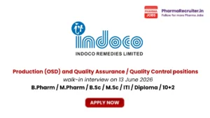 B.Pharm / M.Pharm / B.Sc / M.Sc / ITI / Diploma / 10+2