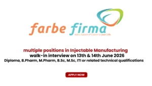 Diploma, B.Pharm, M.Pharm, B.Sc, M.Sc, ITI or related technical qualifications