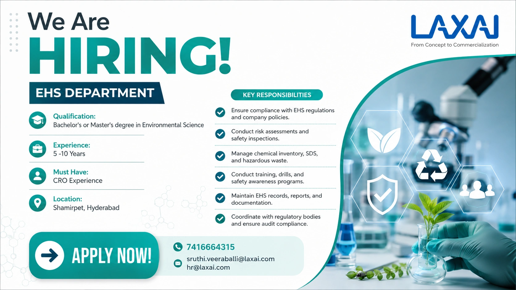 Bachelor's or Master's degree in Environmental Science