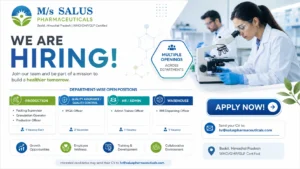 Salus Pharmaceuticals Recruitment 2026 | Production, QA, Warehouse & Admin Jobs in Baddi, Himachal Pradesh